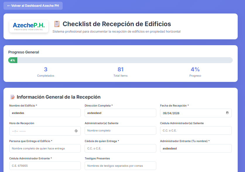 Checklist Recepción